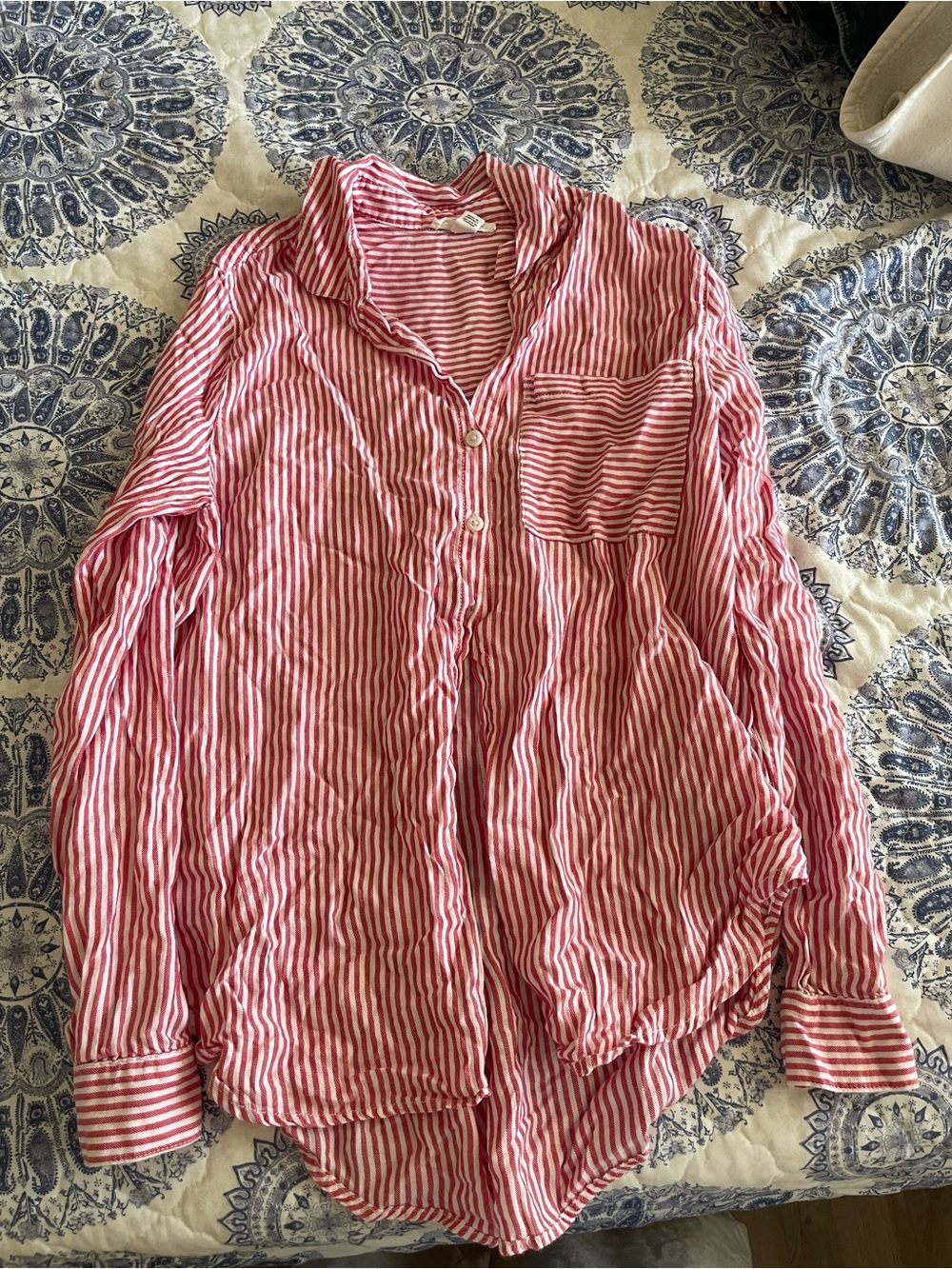 beachlunchlounge Red & White Striped Button-Down Shirt